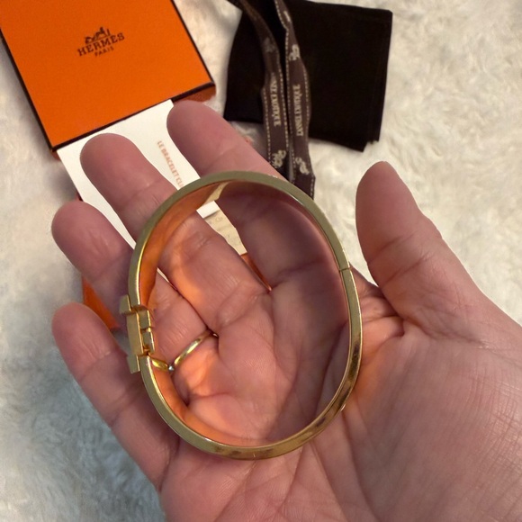 Hermes Gold and White Enamel Bracelet - Picture 4 of 6